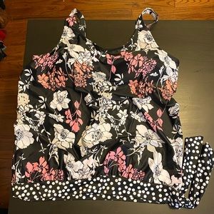 NWOT Amazon Brand Floral Tie-Waist Tankini Sz XXXL